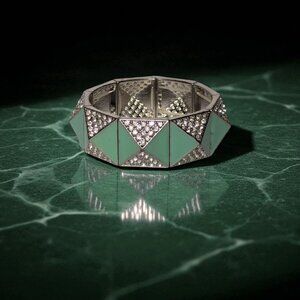 Pyramid Stretch Bracelet w/ Pave Set Cubic Zirconia